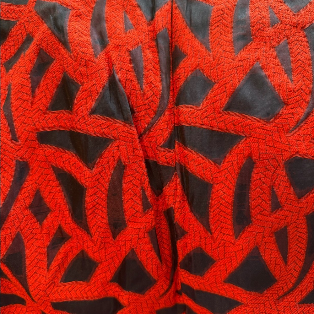 Anthropologie Eva Franco - Elegant Red and navy/ black-ish geometric a-Lin Skirt - Picture 4 of 5